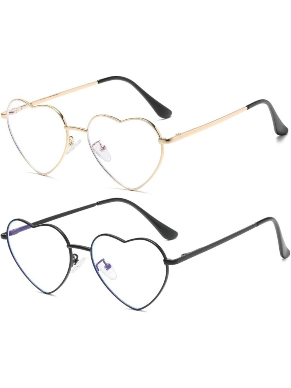 Vintage Heart Shaped Blue Light Blocking Glasses for Women - Stylish Metal Frame